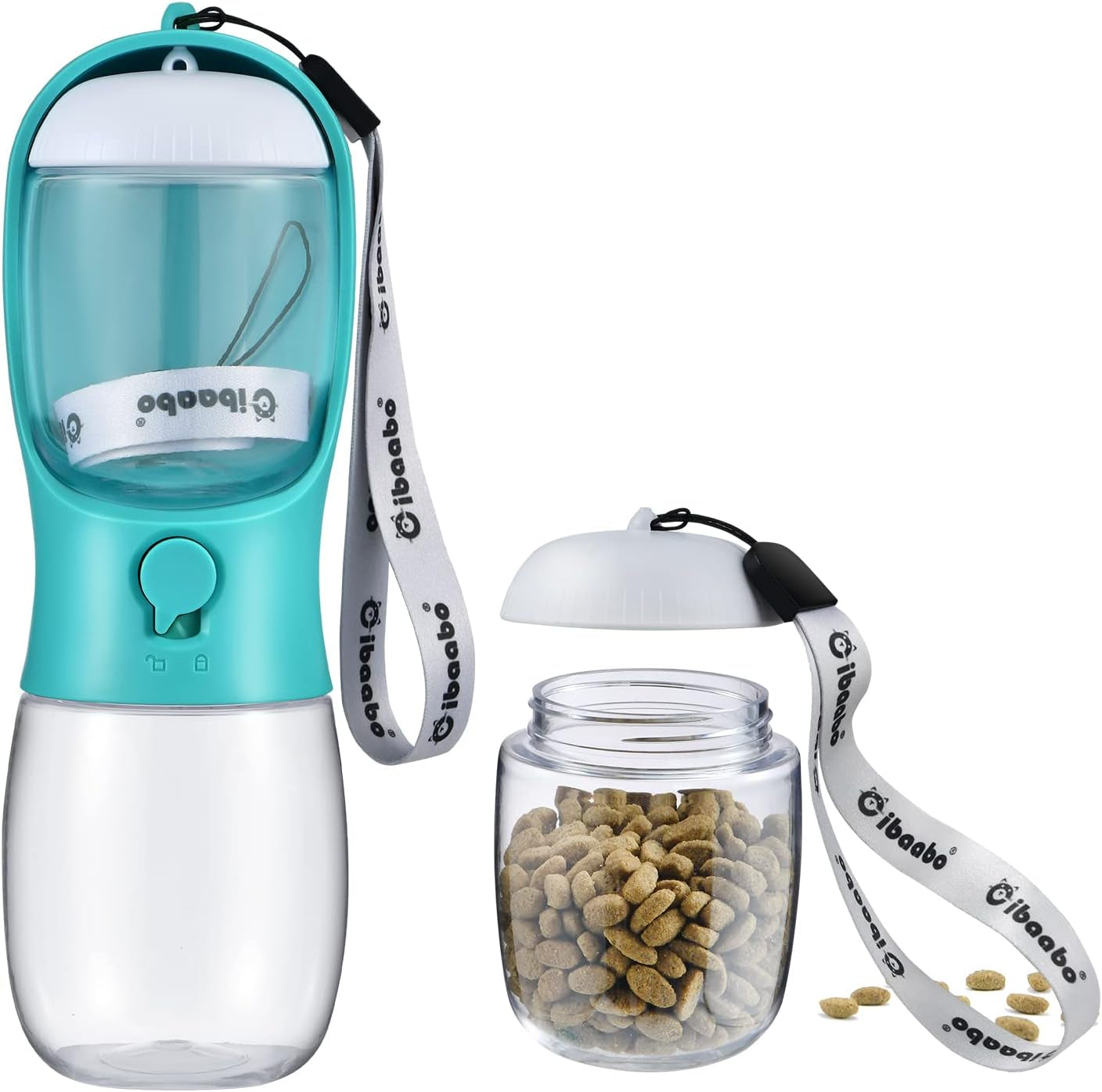 Cibaabo Portable Dog Water Bottle with Food Container and Travel Bowl - Essential Accessories for Puppies and Cats During Walks and Hikes