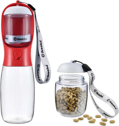 Cibaabo Portable Dog Water Bottle with Food Container and Travel Bowl - Essential Accessories for Puppies and Cats During Walks and Hikes
