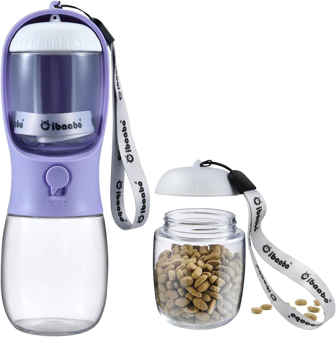 Cibaabo Portable Dog Water Bottle with Food Container and Travel Bowl - Essential Accessories for Puppies and Cats During Walks and Hikes