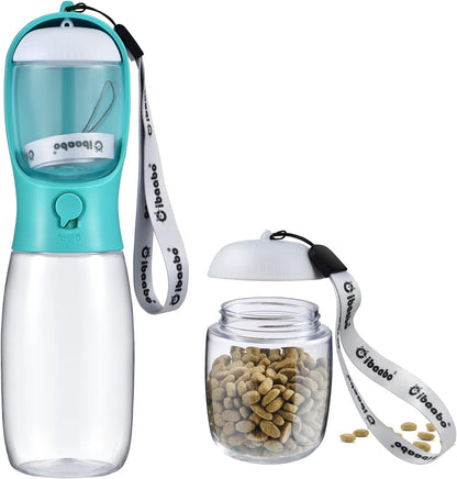Cibaabo Portable Dog Water Bottle with Food Container and Travel Bowl - Essential Accessories for Puppies and Cats During Walks and Hikes