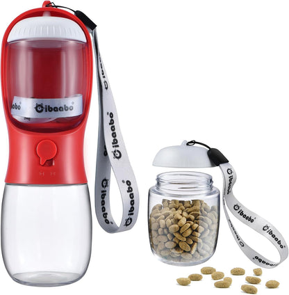 Cibaabo Portable Dog Water Bottle with Food Container and Travel Bowl - Essential Accessories for Puppies and Cats During Walks and Hikes