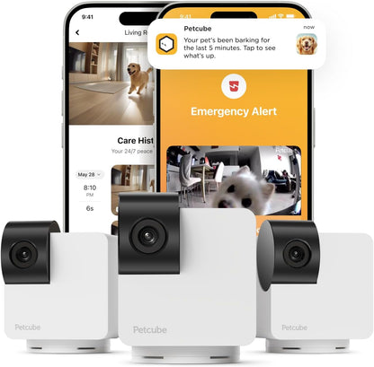 Petcube Cam 360° Interactive Wi-Fi Security Camera for Pets and Home with Mobile App, 1080P HD Video, Pan-Tilt Functionality, Night Vision, and AI Alerts