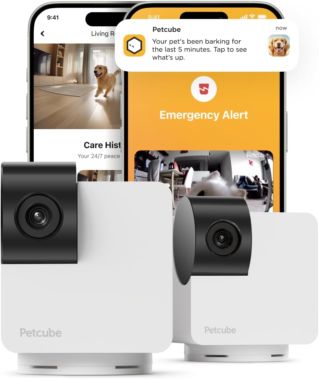 Petcube Cam 360° Interactive Wi-Fi Security Camera for Pets and Home with Mobile App, 1080P HD Video, Pan-Tilt Functionality, Night Vision, and AI Alerts