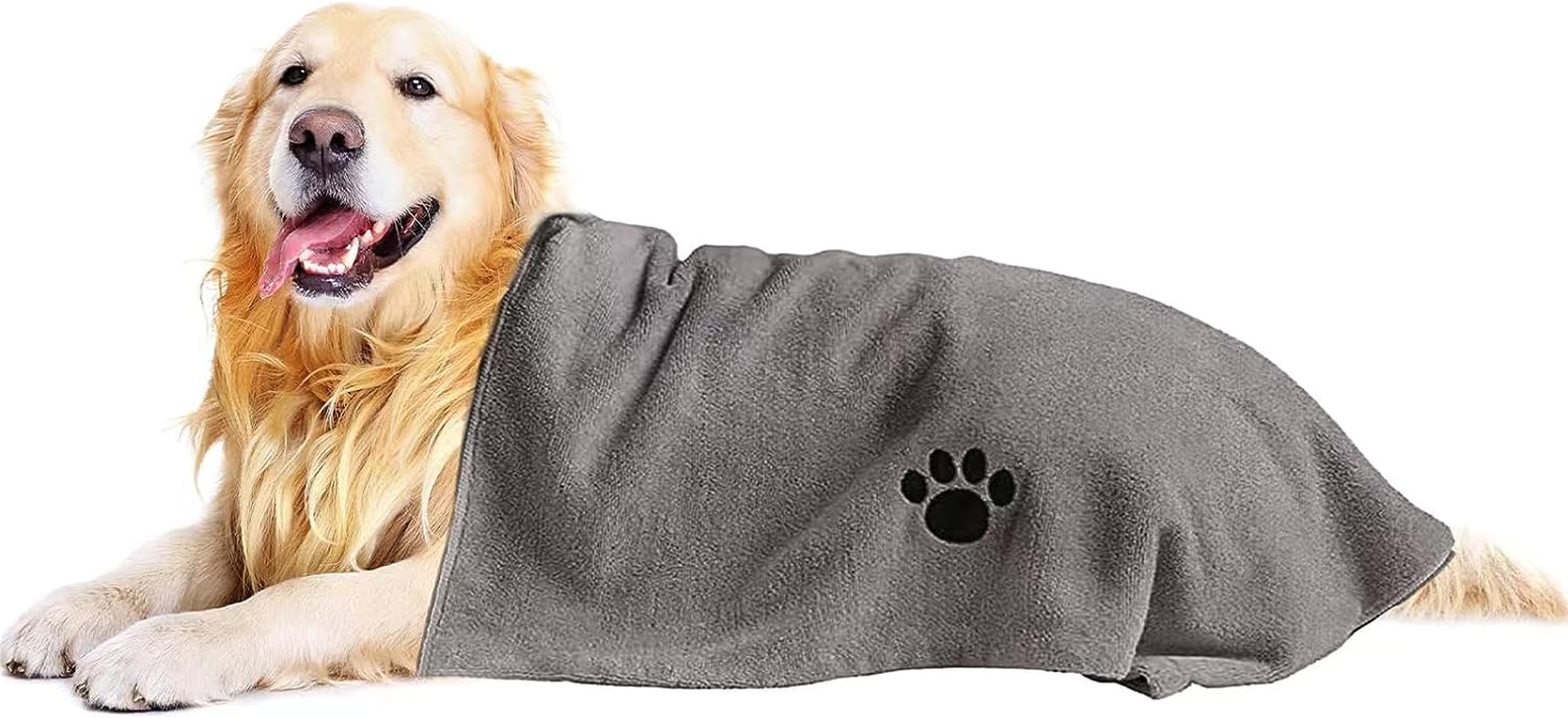 Puomue Super Absorbent Microfiber Dog Towels for Efficient Drying, Soft Pet Grooming Towel, 40 x 23.6 Inches, Ideal for Dog Showers and Baths for All Dog Sizes, Grey