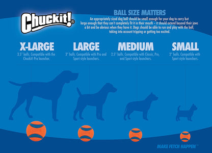 Chuckit! Ultra Ball Medium Dog Toy - Bouncy Fetch Balls for Dogs 20-60 lbs - Durable Rubber Construction - Floating Water Toys - 2.5-Inch Diameter - Pack of 3