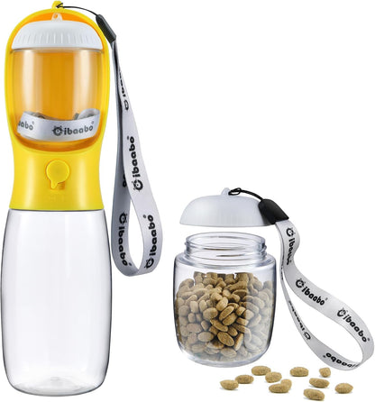 Cibaabo Portable Dog Water Bottle with Food Container and Travel Bowl - Essential Accessories for Puppies and Cats During Walks and Hikes