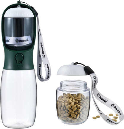 Cibaabo Portable Dog Water Bottle with Food Container and Travel Bowl - Essential Accessories for Puppies and Cats During Walks and Hikes