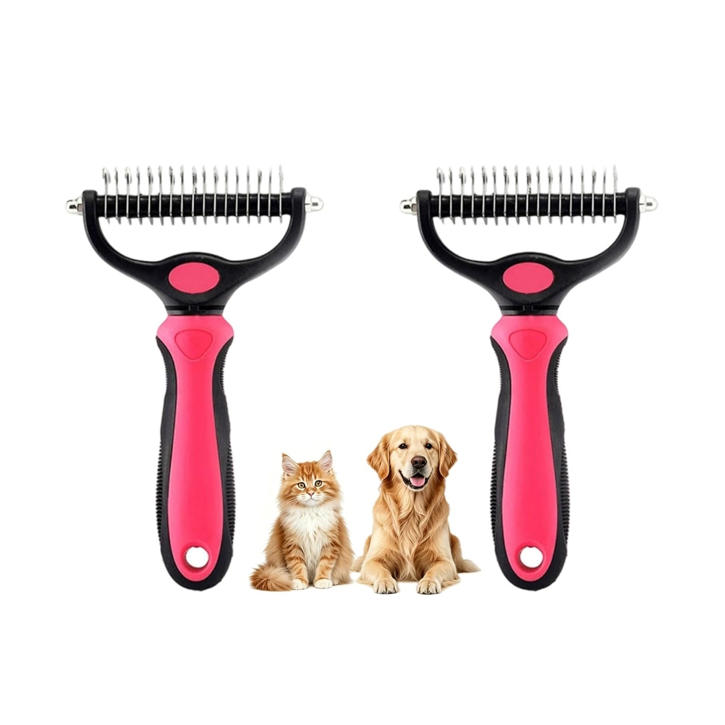 Dematting Comb and Undercoat Rake for Dogs and Cats - Professional Grooming Tool for Long Hair, Removes Tangles, Knots, and Loose Fur (Blue, Large)