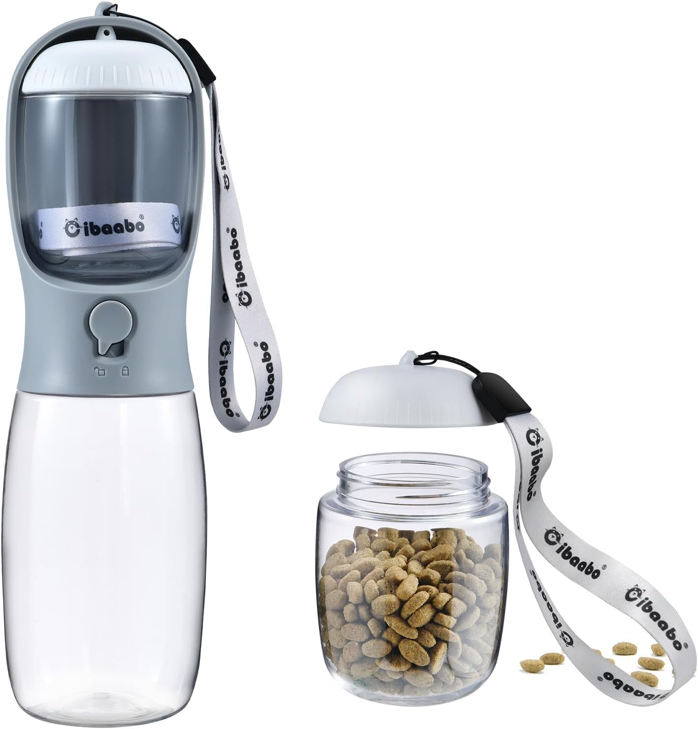 Cibaabo Portable Dog Water Bottle with Food Container and Travel Bowl - Essential Accessories for Puppies and Cats During Walks and Hikes