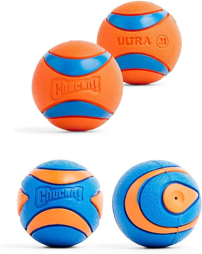 Chuckit! Ultra Ball Medium Dog Toy - Bouncy Fetch Balls for Dogs 20-60 lbs - Durable Rubber Construction - Floating Water Toys - 2.5-Inch Diameter - Pack of 3