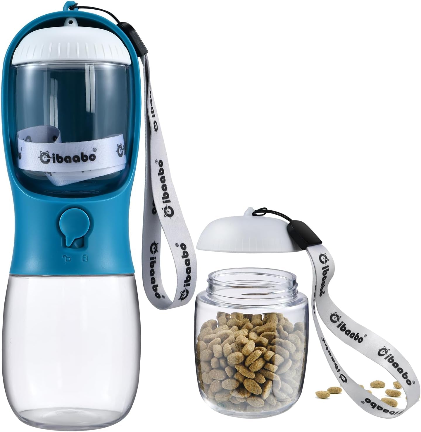 Cibaabo Portable Dog Water Bottle with Food Container and Travel Bowl - Essential Accessories for Puppies and Cats During Walks and Hikes