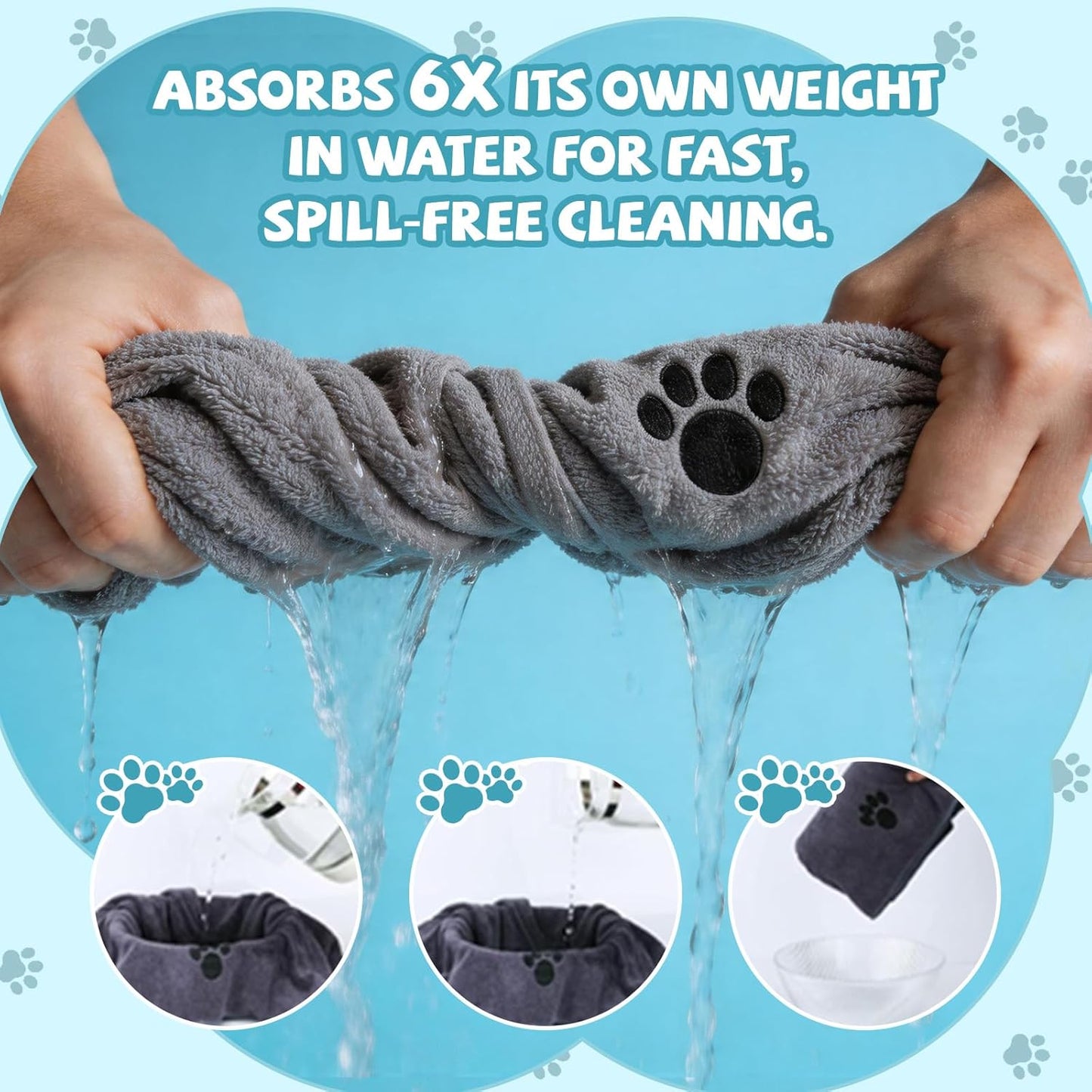 Puomue Super Absorbent Microfiber Dog Towels for Efficient Drying, Soft Pet Grooming Towel, 40 x 23.6 Inches, Ideal for Dog Showers and Baths for All Dog Sizes, Grey