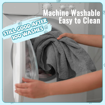 Puomue Super Absorbent Microfiber Dog Towels for Efficient Drying, Soft Pet Grooming Towel, 40 x 23.6 Inches, Ideal for Dog Showers and Baths for All Dog Sizes, Grey