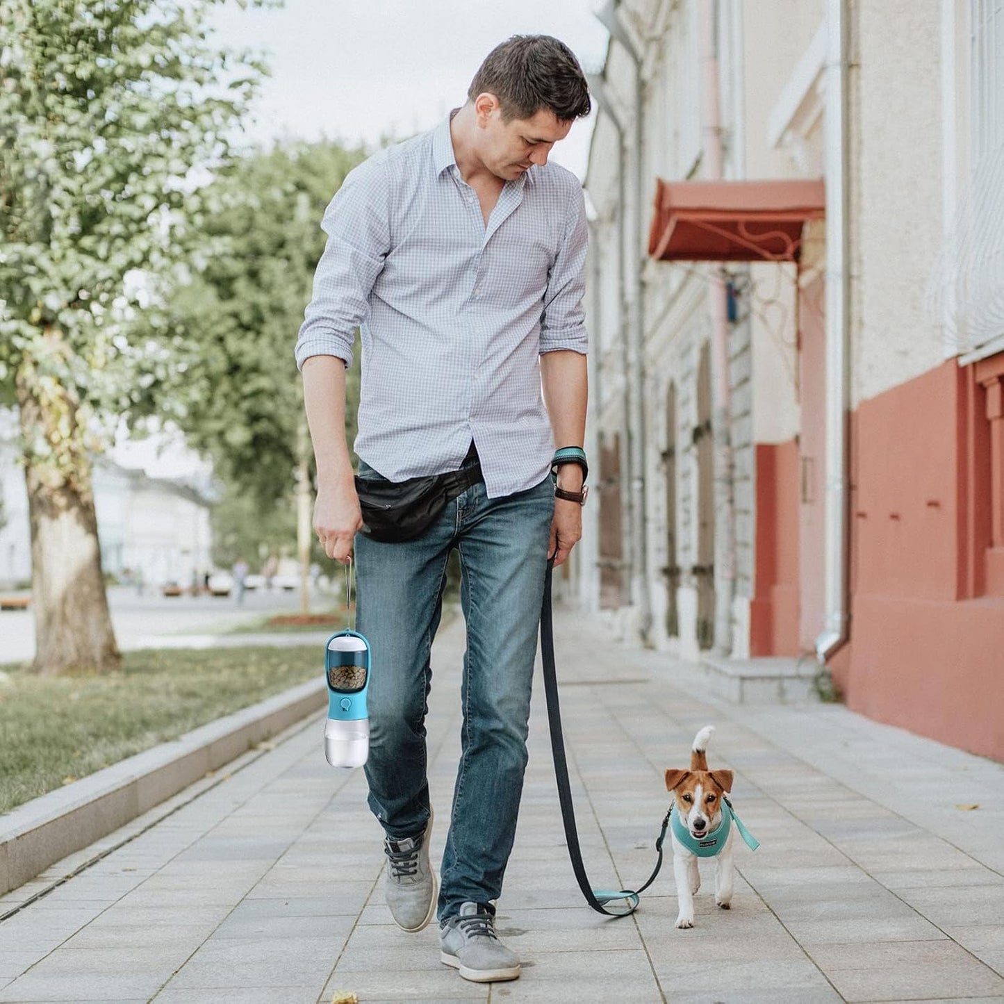 Cibaabo Portable Dog Water Bottle with Food Container and Travel Bowl - Essential Accessories for Puppies and Cats During Walks and Hikes