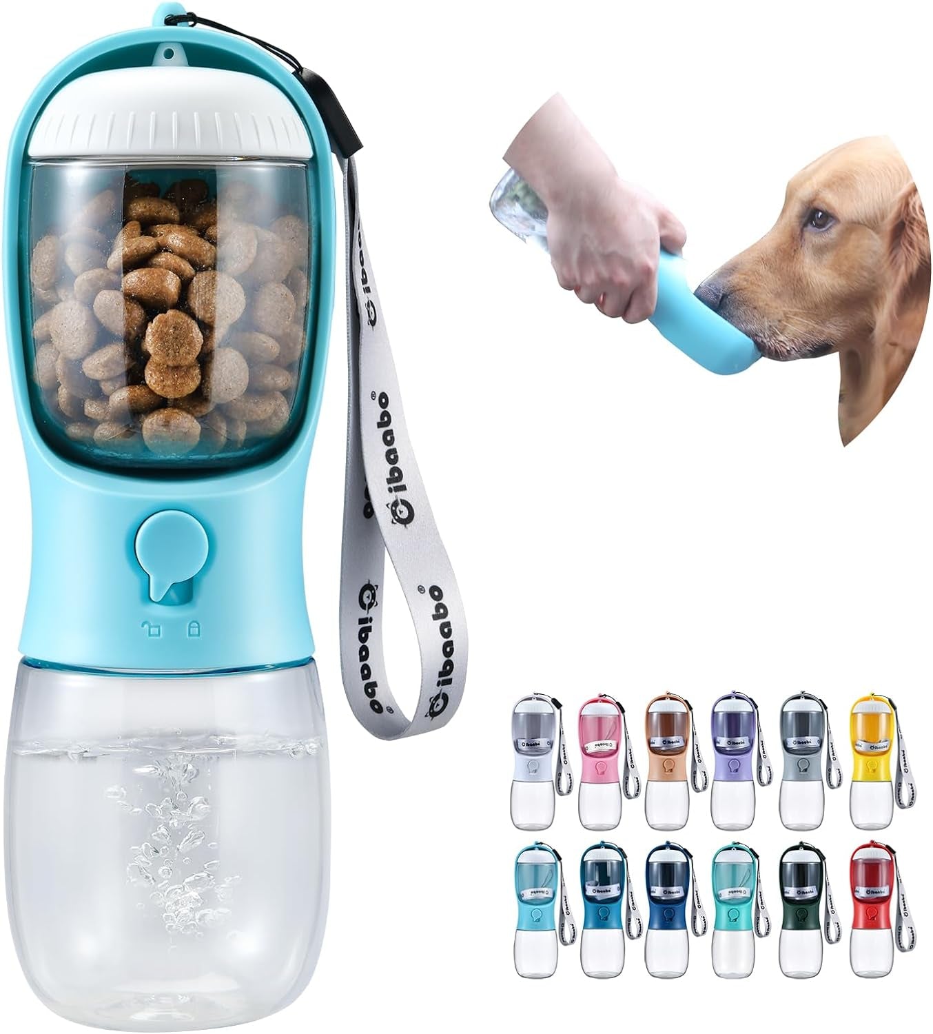 Cibaabo Portable Dog Water Bottle with Food Container and Travel Bowl - Essential Accessories for Puppies and Cats During Walks and Hikes