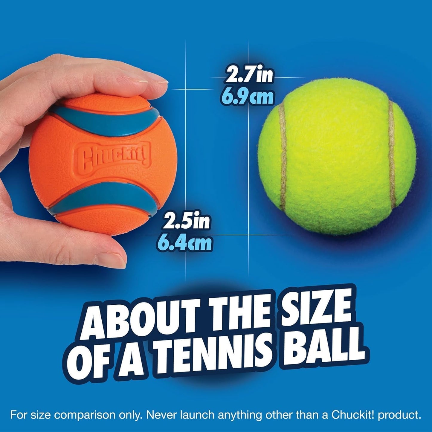 Chuckit! Ultra Ball Medium Dog Toy - Bouncy Fetch Balls for Dogs 20-60 lbs - Durable Rubber Construction - Floating Water Toys - 2.5-Inch Diameter - Pack of 3