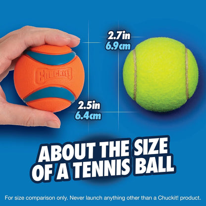 Chuckit! Ultra Ball Medium Dog Toy - Bouncy Fetch Balls for Dogs 20-60 lbs - Durable Rubber Construction - Floating Water Toys - 2.5-Inch Diameter - Pack of 3