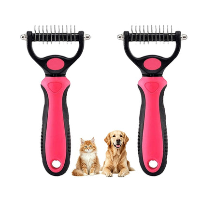 Dematting Comb and Undercoat Rake for Dogs and Cats - Professional Grooming Tool for Long Hair, Removes Tangles, Knots, and Loose Fur (Blue, Large)