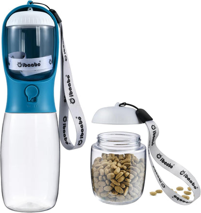 Cibaabo Portable Dog Water Bottle with Food Container and Travel Bowl - Essential Accessories for Puppies and Cats During Walks and Hikes