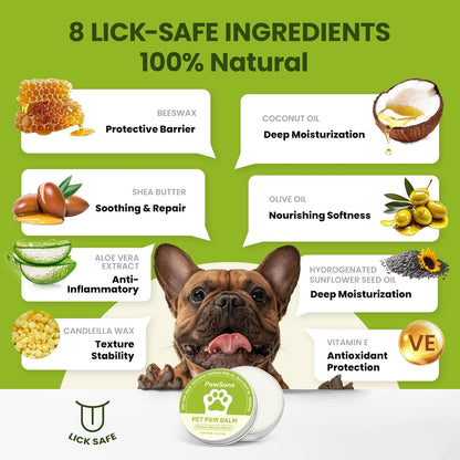 Pawsono Lick-Safe Dog Paw and Nose Balm with Coconut Oil | All-Natural Moisturizer for Dry, Cracked Pads and Snouts | Protective Wax for Hot Pavement and Sand | 2.1 Oz (60 G)