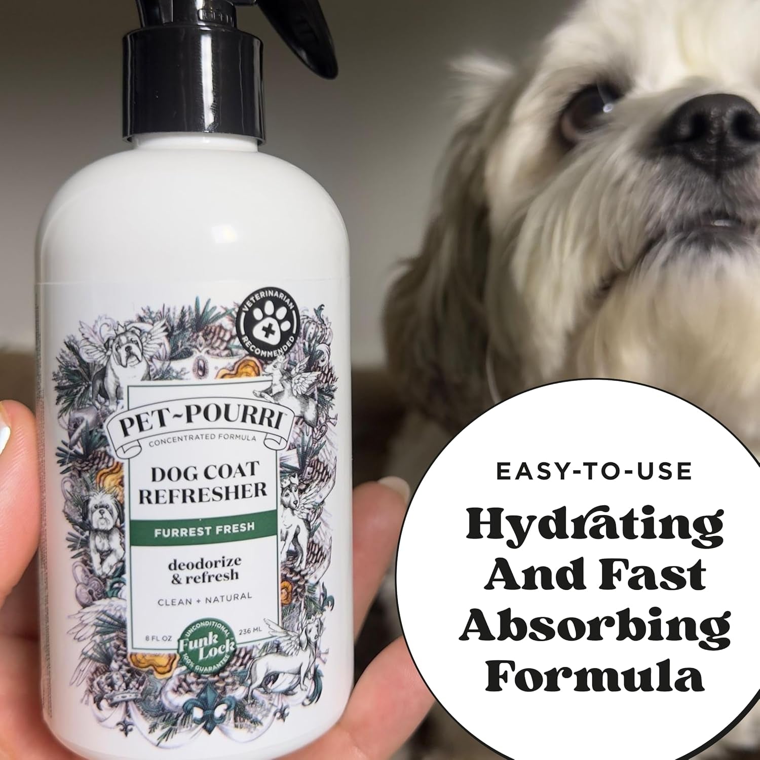Poo-Pourri Furrest Fresh Dog Deodorizing Spray, 8 Fl Oz - Essential Oil Pet Odor Neutralizer with Fir, Amber, and Cedarwood Scent, Vet Recommended, Paraben & Sulfate-Free