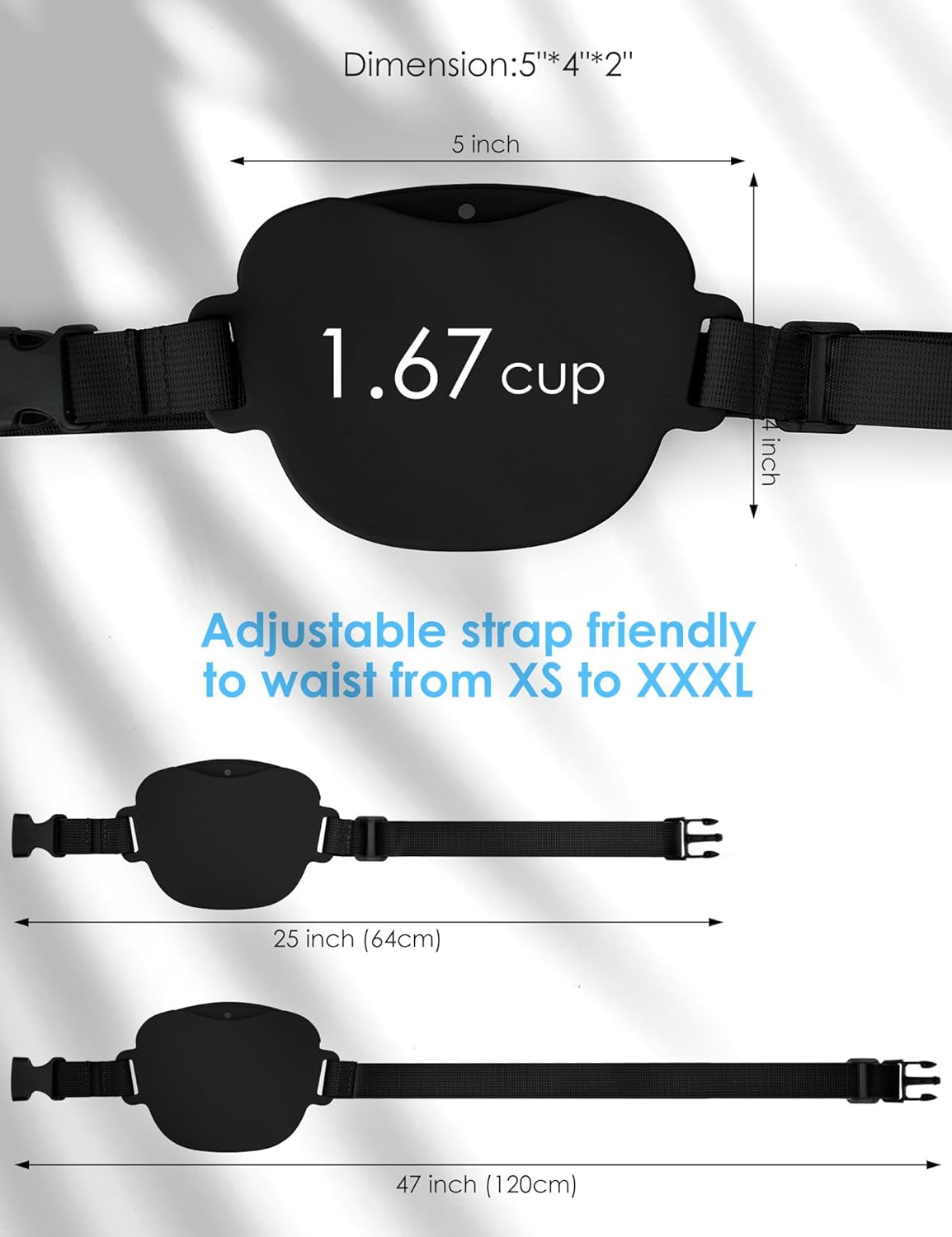 Heouvo Dog Treat Pouch with Training Clicker and Enhanced Magnetic Closure, 1.67 Cup Silicone Treat Bag Fanny Pack with Waist Belt for Pet Training and Walking (Black)
