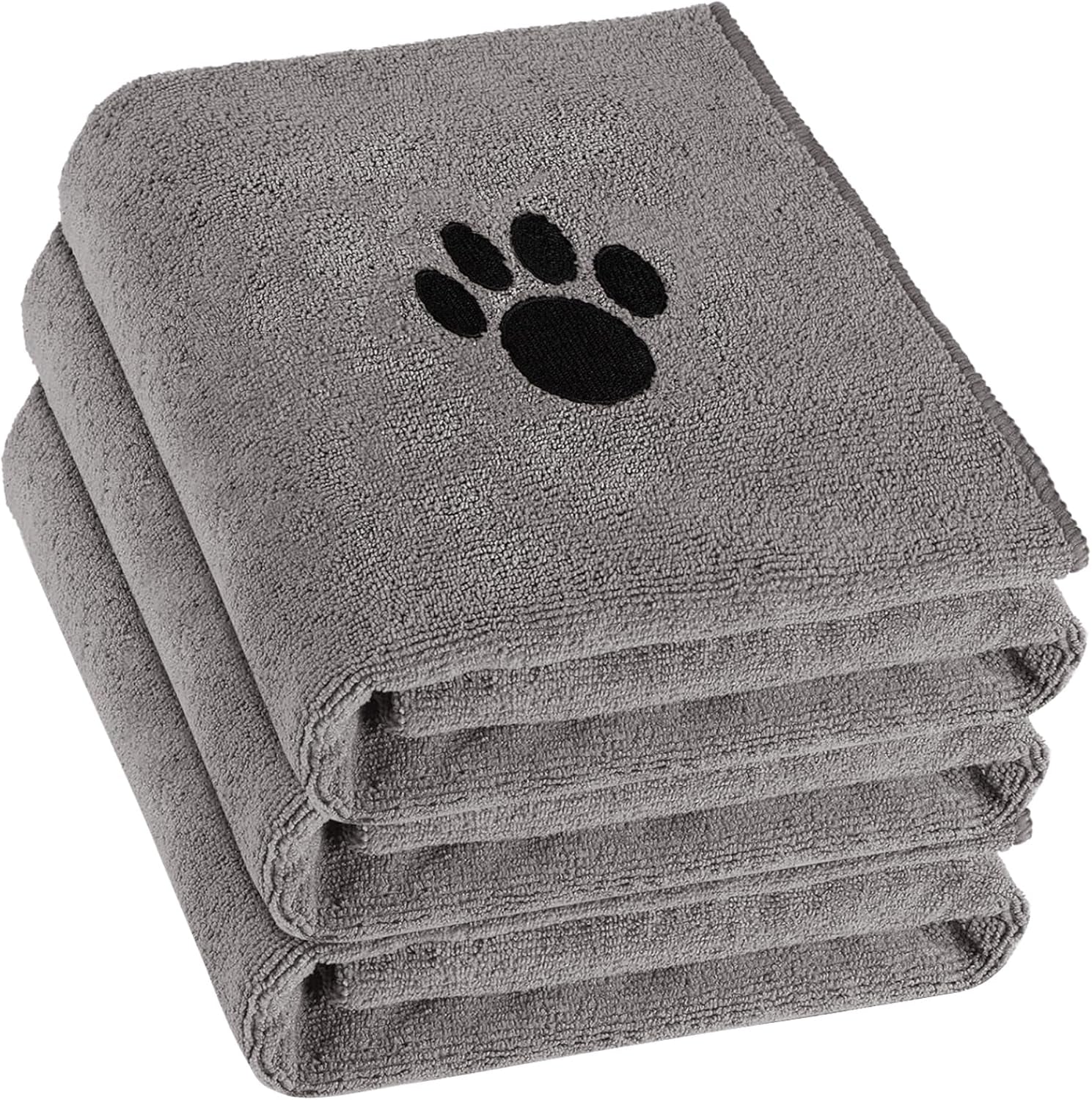 Puomue Super Absorbent Microfiber Dog Towels for Efficient Drying, Soft Pet Grooming Towel, 40 x 23.6 Inches, Ideal for Dog Showers and Baths for All Dog Sizes, Grey