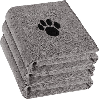 Puomue Super Absorbent Microfiber Dog Towels for Efficient Drying, Soft Pet Grooming Towel, 40 x 23.6 Inches, Ideal for Dog Showers and Baths for All Dog Sizes, Grey