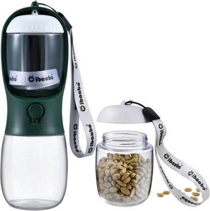 Cibaabo Portable Dog Water Bottle with Food Container and Travel Bowl - Essential Accessories for Puppies and Cats During Walks and Hikes