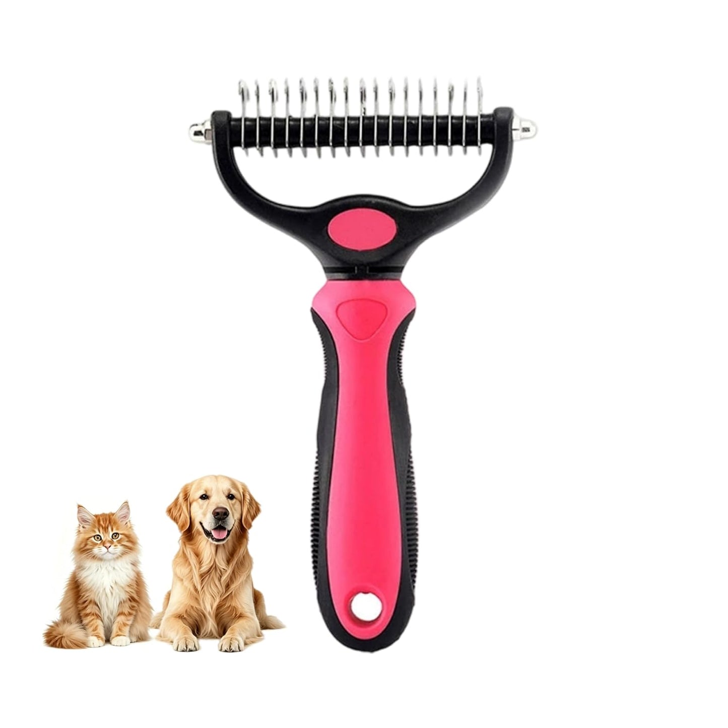 Dematting Comb and Undercoat Rake for Dogs and Cats - Professional Grooming Tool for Long Hair, Removes Tangles, Knots, and Loose Fur (Blue, Large)