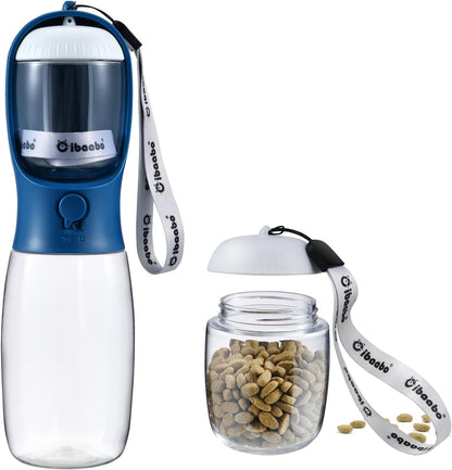 Cibaabo Portable Dog Water Bottle with Food Container and Travel Bowl - Essential Accessories for Puppies and Cats During Walks and Hikes