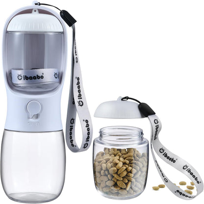 Cibaabo Portable Dog Water Bottle with Food Container and Travel Bowl - Essential Accessories for Puppies and Cats During Walks and Hikes