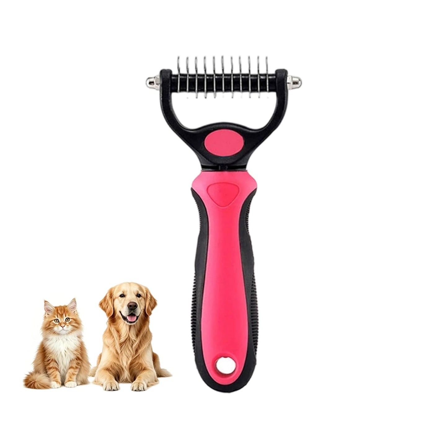 Dematting Comb and Undercoat Rake for Dogs and Cats - Professional Grooming Tool for Long Hair, Removes Tangles, Knots, and Loose Fur (Blue, Large)