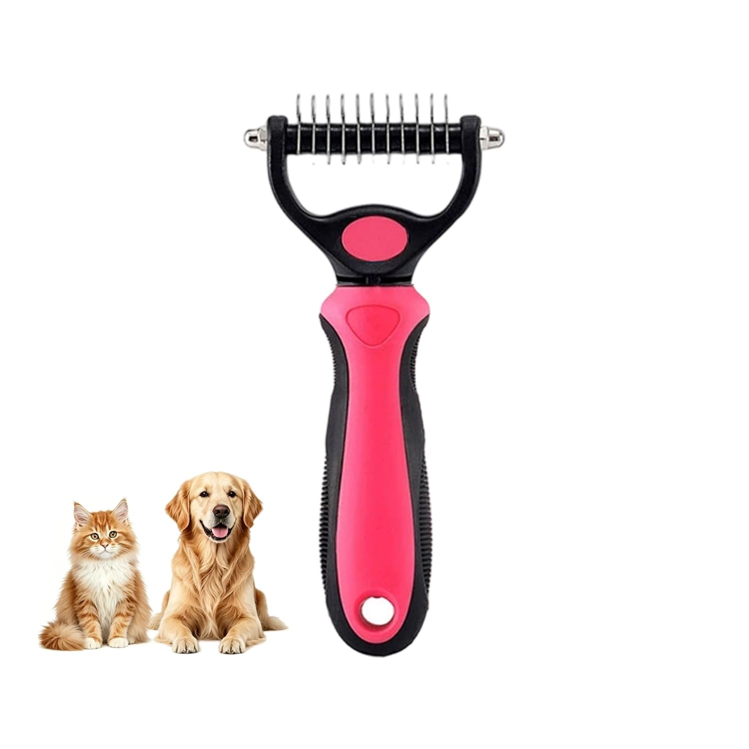 Dematting Comb and Undercoat Rake for Dogs and Cats - Professional Grooming Tool for Long Hair, Removes Tangles, Knots, and Loose Fur (Blue, Large)