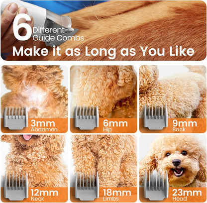 Oneisall Professional Dog Grooming Vacuum with Clipper and Nail Grinder, 1.5L Dust Cup, 7-in-1 Shedding Brush for Pet Hair and Home Cleaning (Blue)