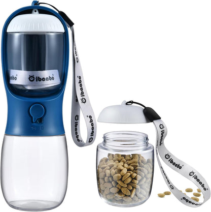 Cibaabo Portable Dog Water Bottle with Food Container and Travel Bowl - Essential Accessories for Puppies and Cats During Walks and Hikes