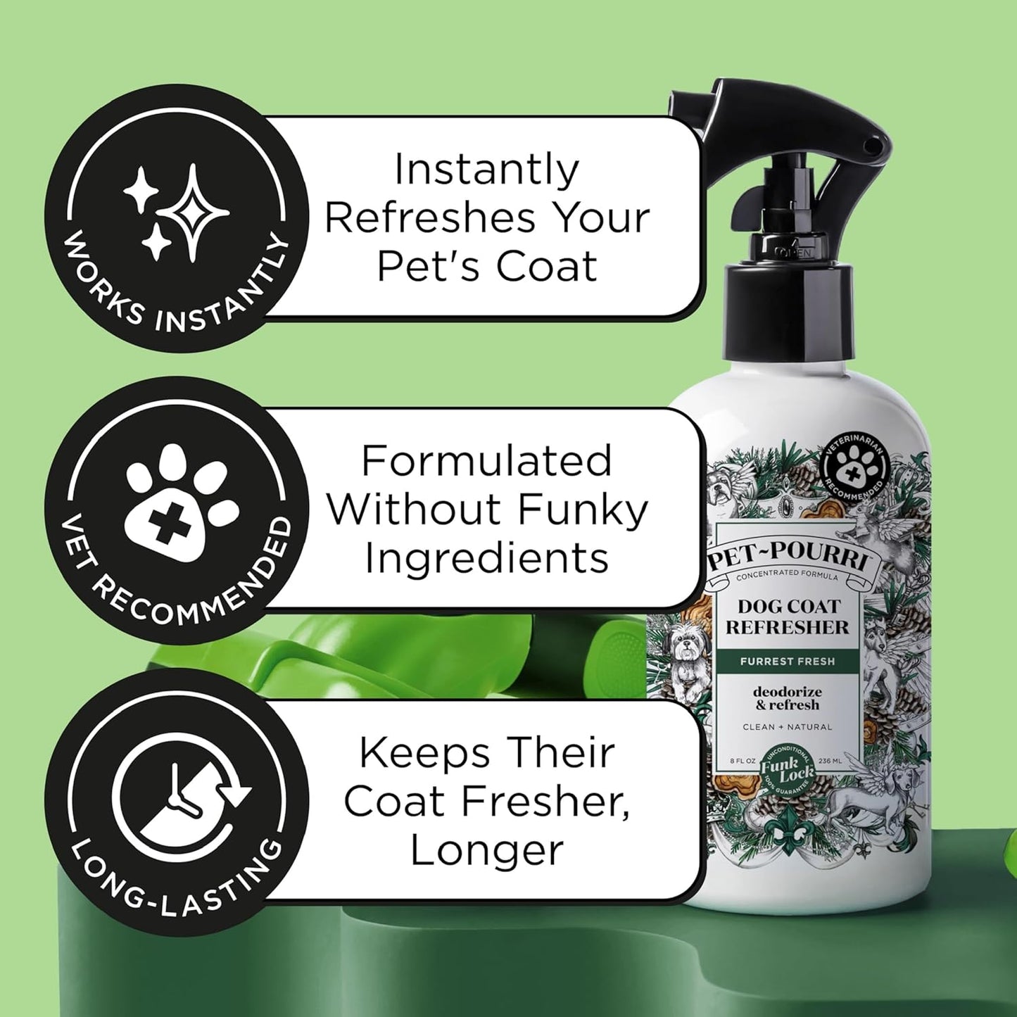 Poo-Pourri Furrest Fresh Dog Deodorizing Spray, 8 Fl Oz - Essential Oil Pet Odor Neutralizer with Fir, Amber, and Cedarwood Scent, Vet Recommended, Paraben & Sulfate-Free