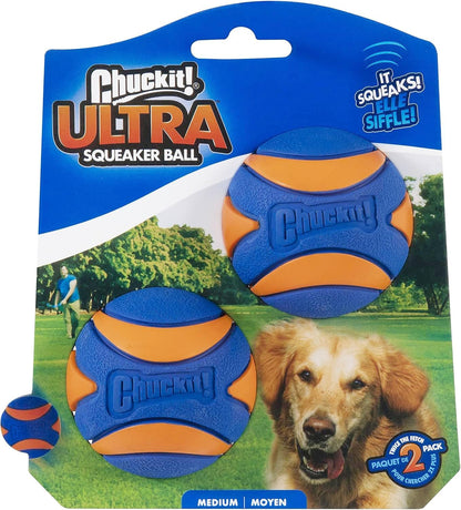 Chuckit! Ultra Ball Medium Dog Toy - Bouncy Fetch Balls for Dogs 20-60 lbs - Durable Rubber Construction - Floating Water Toys - 2.5-Inch Diameter - Pack of 3